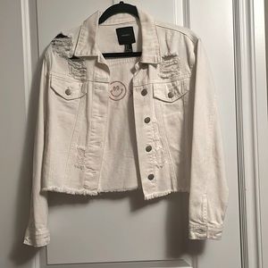 Forever 21 White Jeans Jacket S/P
